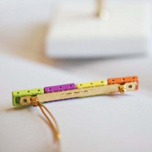 4/$25 Enamel Colorblocked Rainbow Tile Hair Clip - Picture 3 of 3
